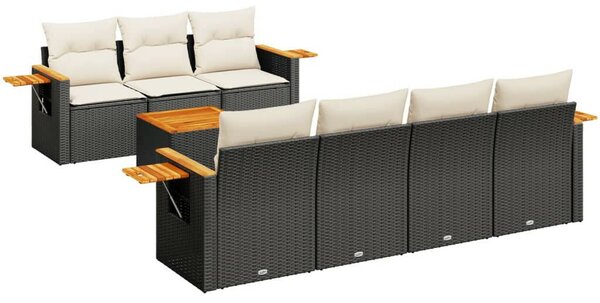 VidaXL Polyrattan Kerti Ülőgarnitúra - 8 részes - Fekete