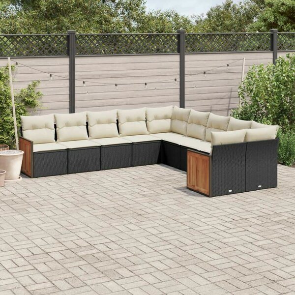 VidaXL Polyrattan Kerti Ülőgarnitúra - 10 részes - Fekete