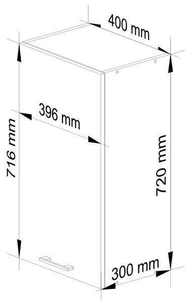 AKORD Oliwia Fali Konyhaszekrény Magasfényű Fehér 40cm