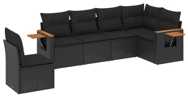 VidaXL Polyrattan Kerti Ülőgarnitúra - 6 részes - Fekete