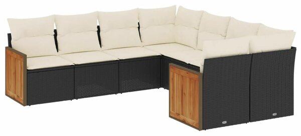 VidaXL Polyrattan Kerti Ülőgarnitúra - 8 részes - Fekete