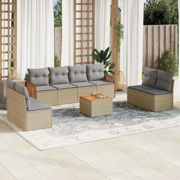 VidaXL Polyrattan Kerti Ülőgarnitúra - 9 részes - Bézs