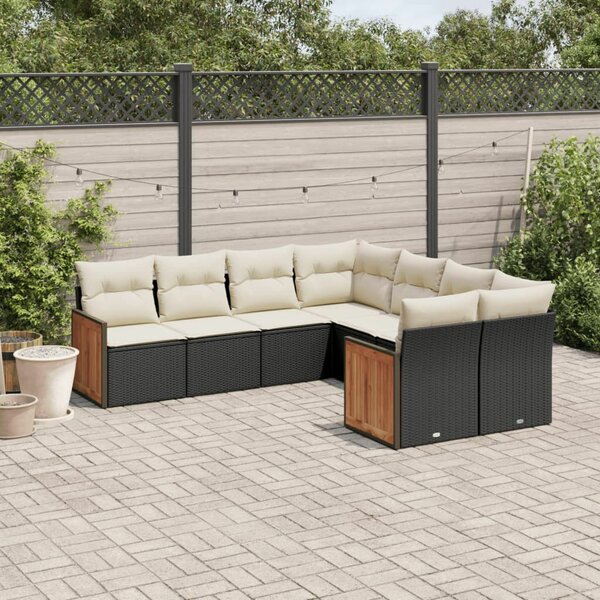 VidaXL Polyrattan Kerti Ülőgarnitúra - 8 részes - Fekete