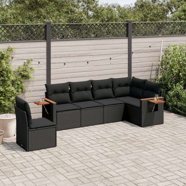 VidaXL Polyrattan Kerti Ülőgarnitúra - 6 részes - Fekete