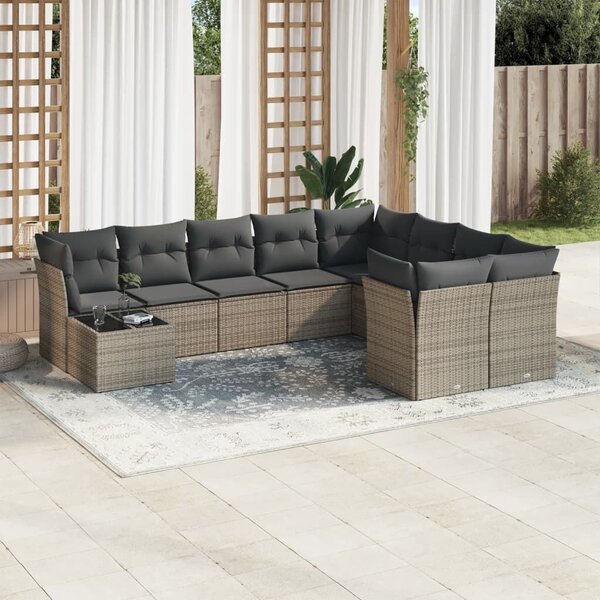 VidaXL Polyrattan Kerti Ülőgarnitúra - 10 részes - Szürke