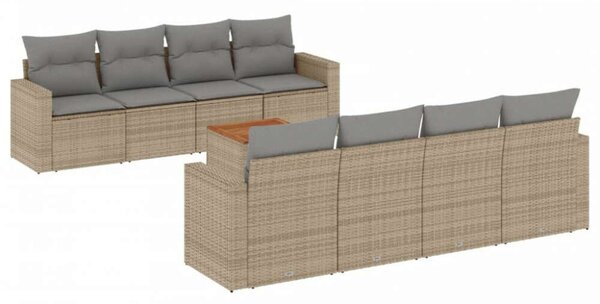 VidaXL Polyrattan Kerti Ülőgarnitúra - 9 részes - Bézs