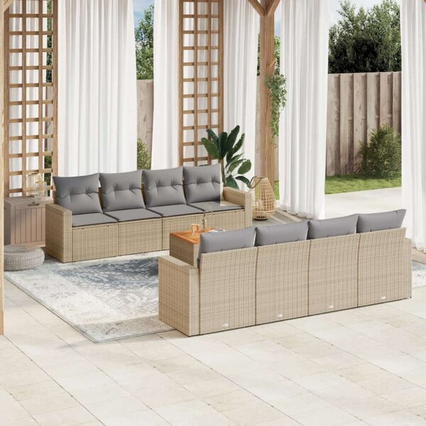 VidaXL Polyrattan Kerti Ülőgarnitúra - 9 részes - Bézs