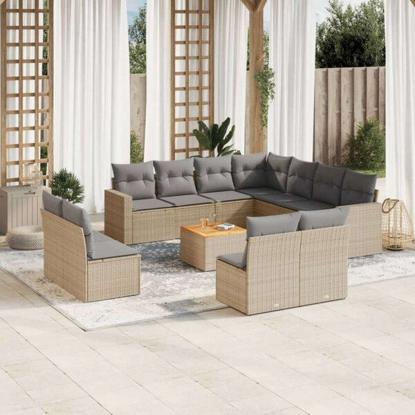 VidaXL Polyrattan Kerti Ülőgarnitúra - 12 részes - Bézs