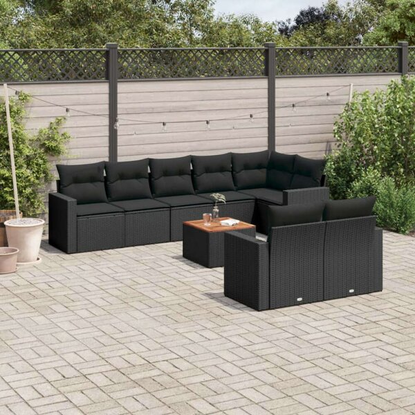 VidaXL Polyrattan Kerti Ülőgarnitúra - 9 részes - Fekete