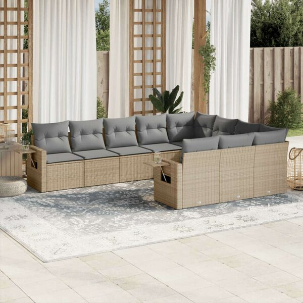 VidaXL Polyrattan Kerti Ülőgarnitúra - 10 részes - Bézs