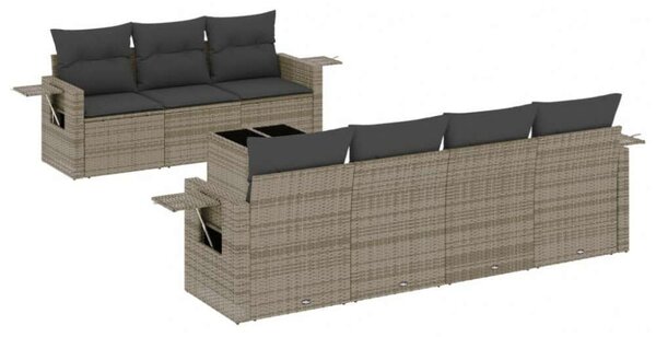 VidaXL Polyrattan Kerti Ülőgarnitúra - 8 részes - Szürke