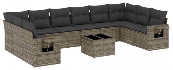 VidaXL Polyrattan Kerti Ülőgarnitúra - 11 részes - Szürke