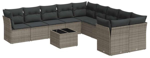 VidaXL Polyrattan Kerti Ülőgarnitúra - 11 részes - Szürke