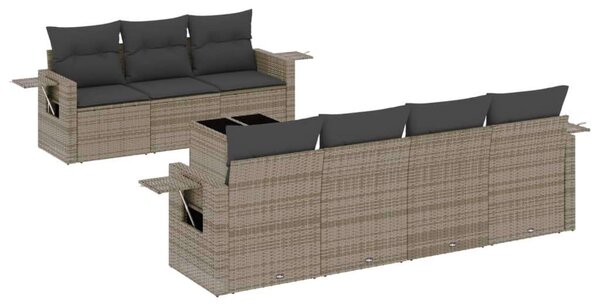 VidaXL Polyrattan Kerti Ülőgarnitúra - 8 részes - Szürke
