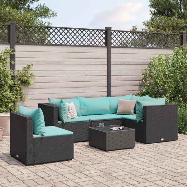 VidaXL Polyrattan Kerti Ülőgarnitúra - 6 részes - Fekete