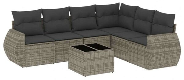 VidaXL Polyrattan Kerti Ülőgarnitúra - 7 részes - Szürke