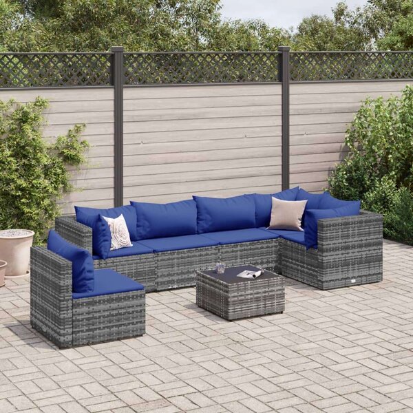 VidaXL Polyrattan Kerti Ülőgarnitúra - 7 részes, Szürke