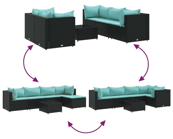 VidaXL Polyrattan Kerti Ülőgarnitúra - 6 részes - Fekete