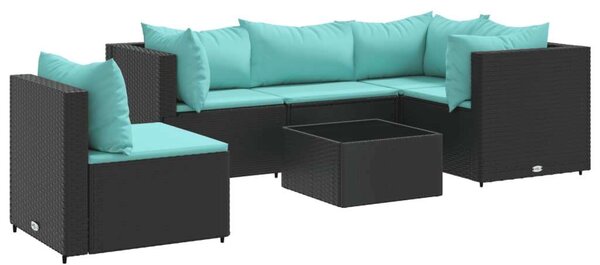 VidaXL Polyrattan Kerti Ülőgarnitúra - 6 részes - Fekete