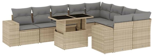 VidaXL Polyrattan Kerti Ülőgarnitúra - 10 részes - Bézs