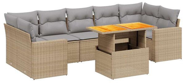 VidaXL Polyrattan Kerti Ülőgarnitúra - 8 részes, Bézs