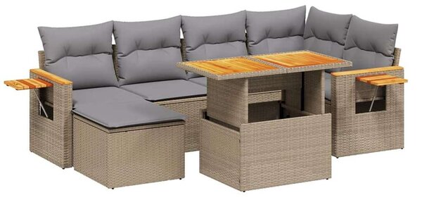 VidaXL Polyrattan Kerti Ülőgarnitúra - 7 részes - Bézs