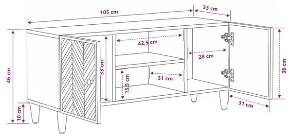 VidaXL Tároló szekrények Barna 105 x 33,5 x 46 cm Tömör Mangófát
