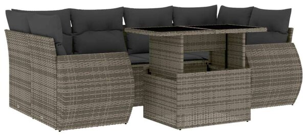 VidaXL Polyrattan Kerti Ülőgarnitúra - 7 részes - Szürke