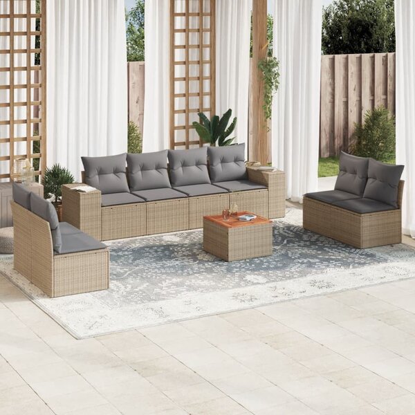 VidaXL Polyrattan Kerti Ülőgarnitúra - 9 részes - Bézs