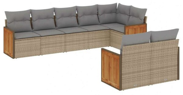 VidaXL Polyrattan Kerti Ülőgarnitúra - 8 részes - Bézs