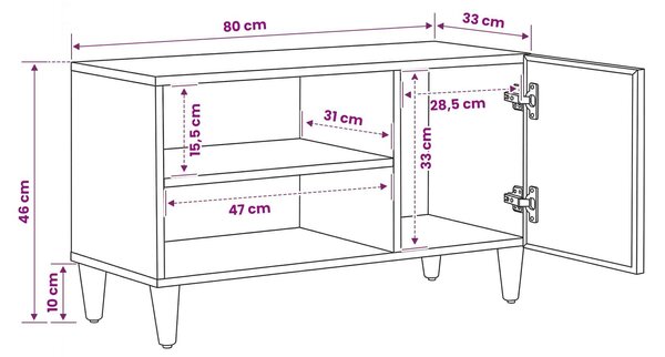 VidaXL Tároló szekrények Barna 80 x 31,5 x 46 cm Tömör Mangófát