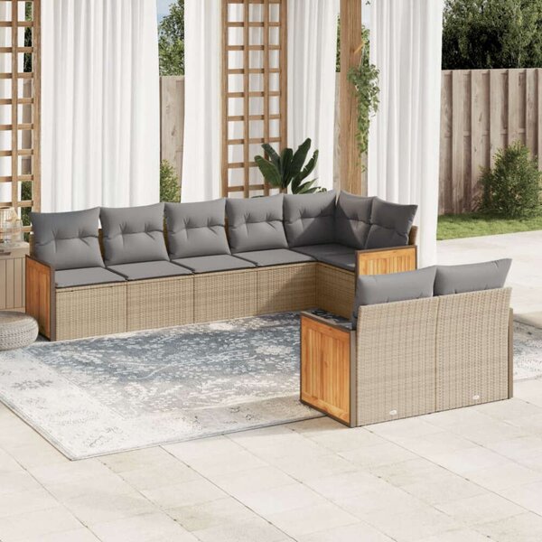 VidaXL Polyrattan Kerti Ülőgarnitúra - 8 részes - Bézs