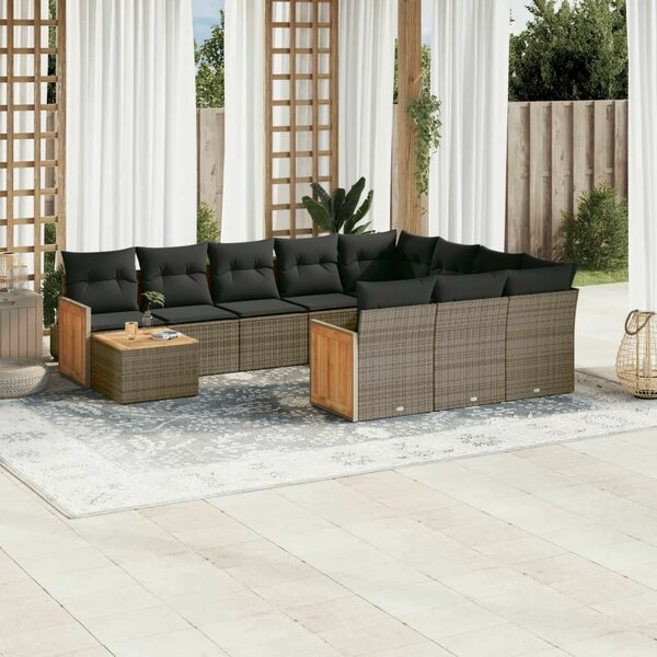 VidaXL Polyrattan Kerti Ülőgarnitúra - 11 részes - Szürke