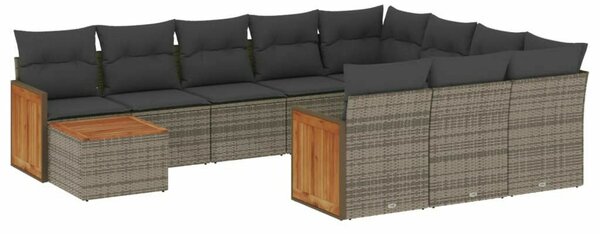 VidaXL Polyrattan Kerti Ülőgarnitúra - 11 részes - Szürke