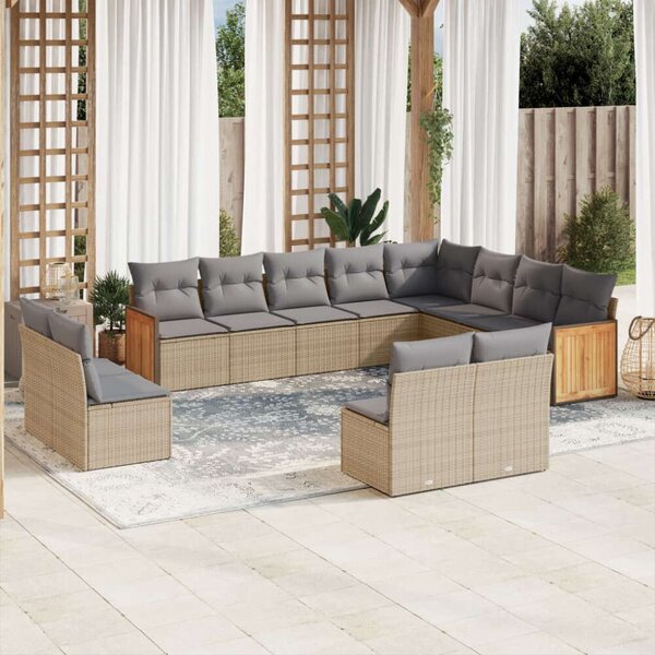 VidaXL Polyrattan Kerti Ülőgarnitúra - 12 részes - Bézs