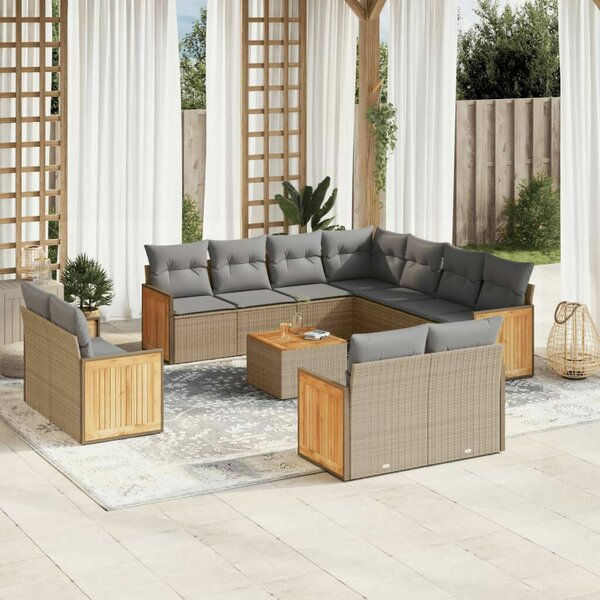 VidaXL Polyrattan Kerti Ülőgarnitúra - 12 részes - Bézs