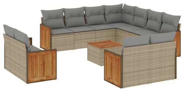 VidaXL Polyrattan Kerti Ülőgarnitúra - 12 részes - Bézs