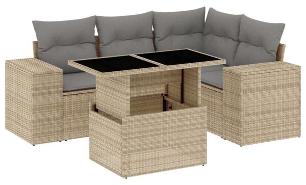 VidaXL Polyrattan Kerti Ülőgarnitúra - 5 részes - Bézs