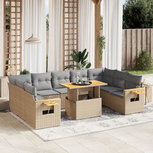 VidaXL Polyrattan Kerti Ülőgarnitúra - 10 részes - Bézs