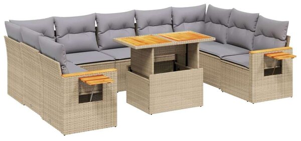 VidaXL Polyrattan Kerti Ülőgarnitúra - 10 részes - Bézs