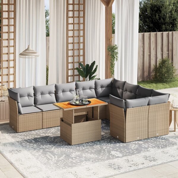 VidaXL Polyrattan Kerti Ülőgarnitúra - 10 részes - Bézs