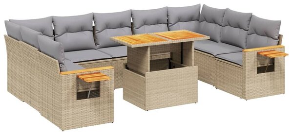 VidaXL Polyrattan Kerti Ülőgarnitúra - 10 részes - Bézs