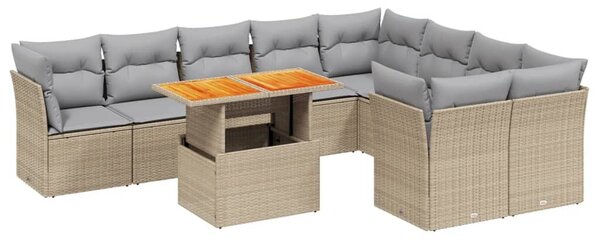 VidaXL Polyrattan Kerti Ülőgarnitúra - 10 részes - Bézs