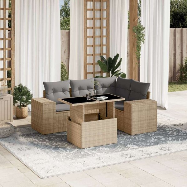 VidaXL Polyrattan Kerti Ülőgarnitúra - 5 részes - Bézs