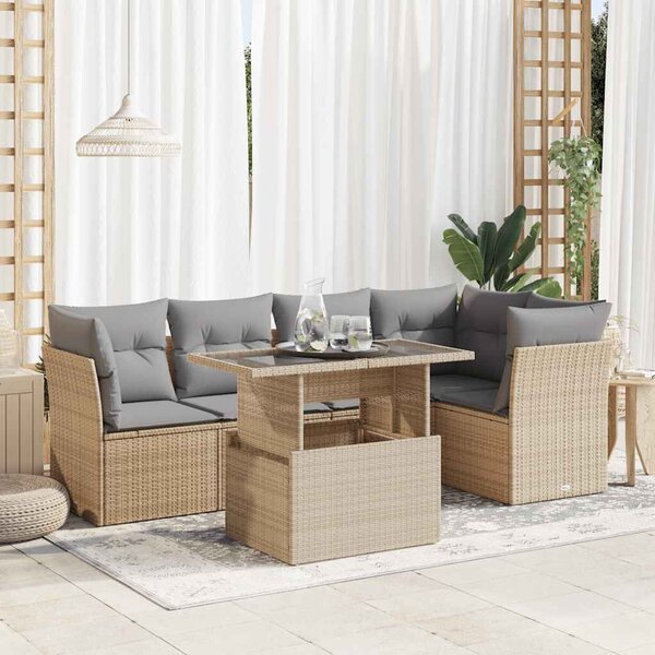 VidaXL Polyrattan Kerti Ülőgarnitúra - 6 részes - Bézs