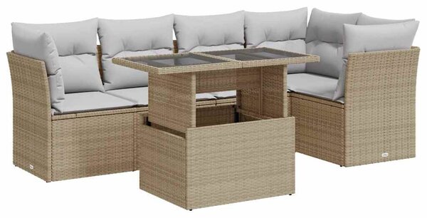 VidaXL Polyrattan Kerti Ülőgarnitúra - 6 részes - Bézs