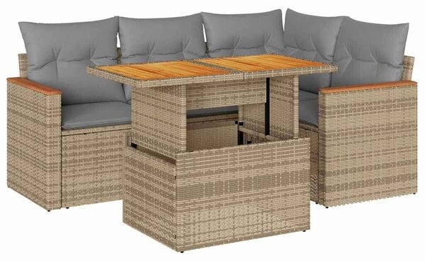VidaXL Polyrattan Kerti Ülőgarnitúra - 5 részes, Bézs