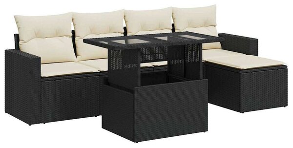 VidaXL Polyrattan Kerti Ülőgarnitúra - 6 részes - Fekete
