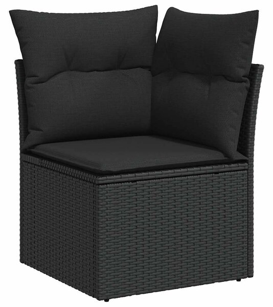 VidaXL 8 részes fekete polyrattan kerti ülőgarnitúra párnákkal