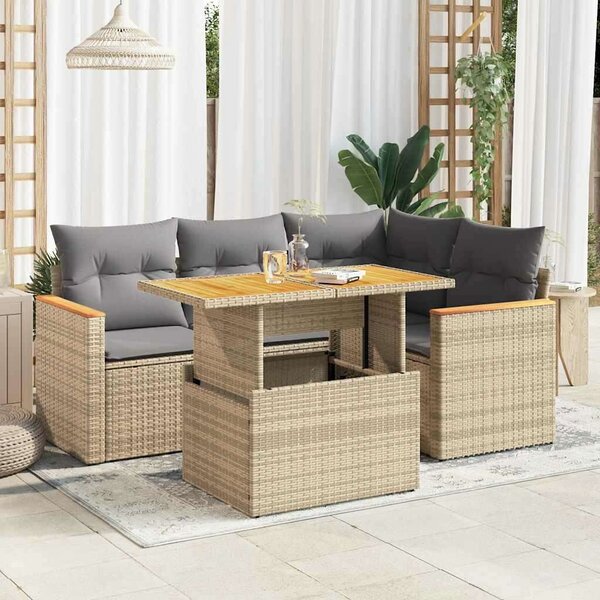 VidaXL Polyrattan Kerti Ülőgarnitúra - 5 részes, Bézs